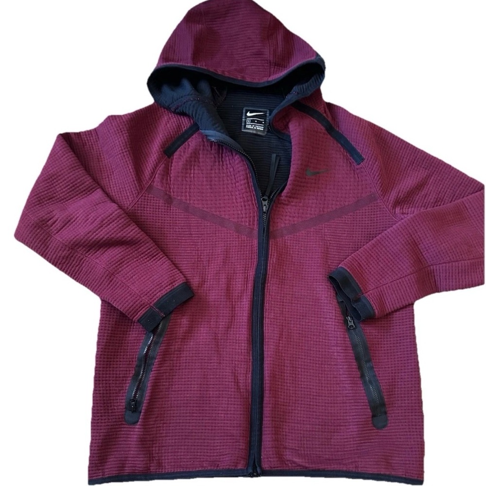 Nike Burgundy Hooded Jacket with Black Trim